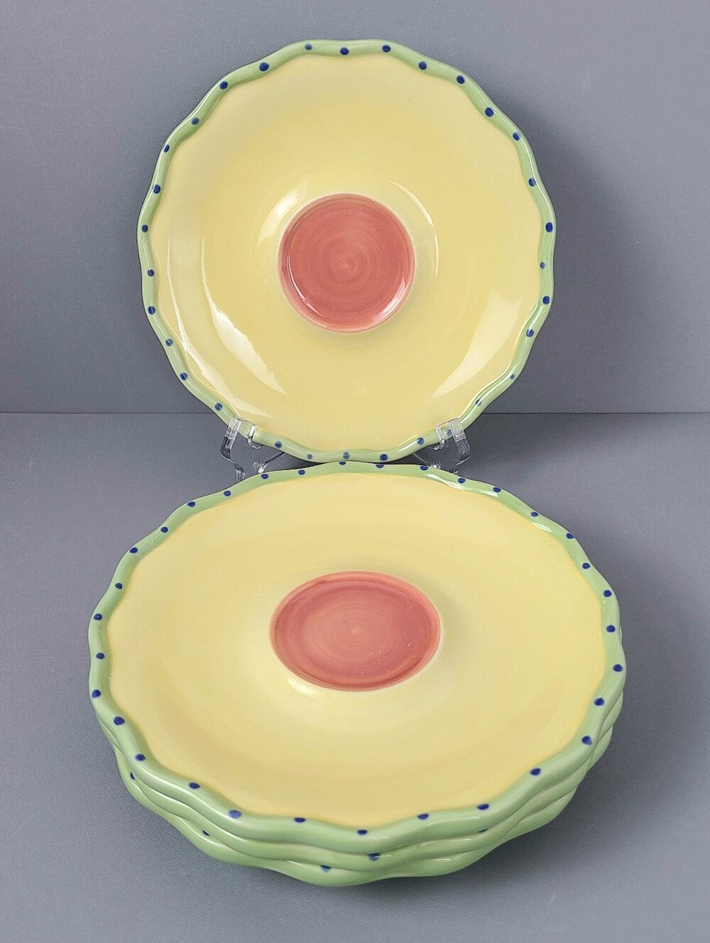 Pfaltzgraff Secrets of Pistoulet Jana Kolpen Green Yellow Orange Dishes-Set of 4